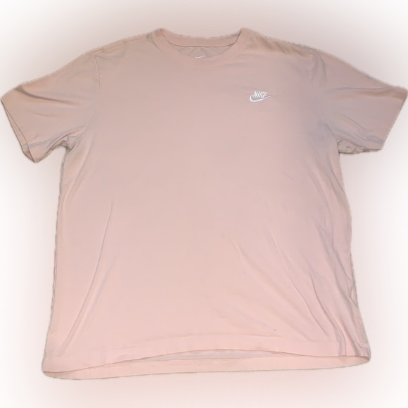 Nike Small Logo Embroidered Casual Light Pink Short Sleeve T shirt Large Gym - Picture 2 of 6